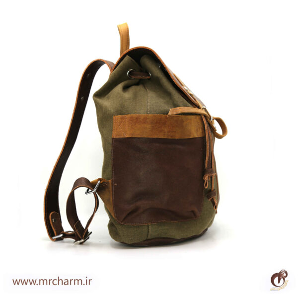 کوله پشتی چرم و برزنتmrch300050 - تصویر 4