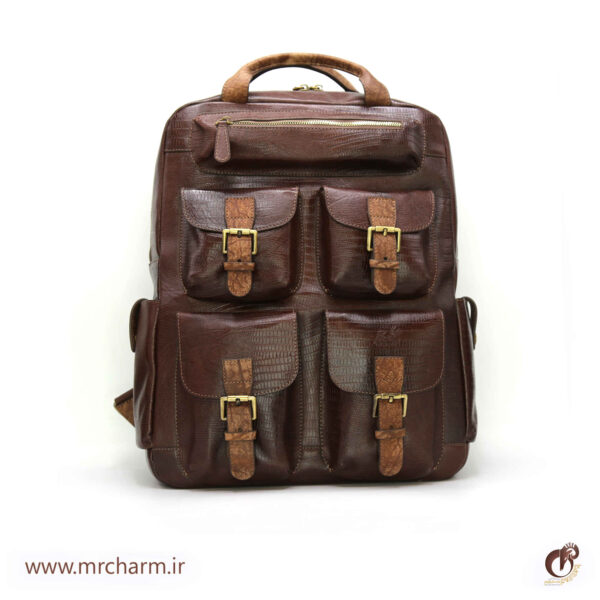 کوله پشتی هشت جیب تمام چرم mrch30045 - تصویر 6
