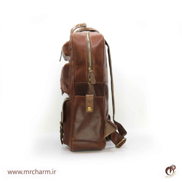 کوله پشتی هشت جیب تمام چرم mrch30045 - تصویر 5