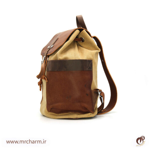 کوله پشتی چرم و برزنتmrch300050 - تصویر 5