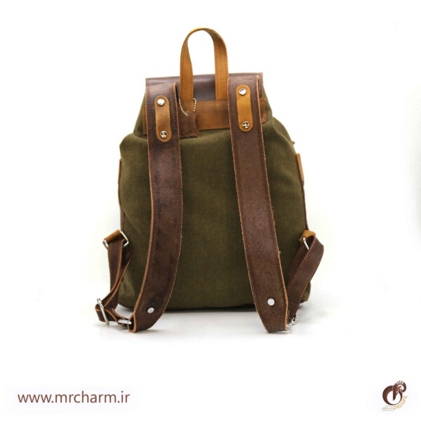 کوله پشتی چرم و برزنتmrch300050 - تصویر 2