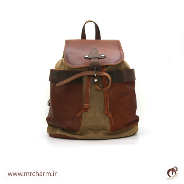 کوله پشتی چرم و برزنتmrch300050 - تصویر 8
