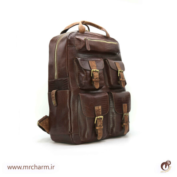 کوله پشتی هشت جیب تمام چرم mrch30045 - تصویر 7