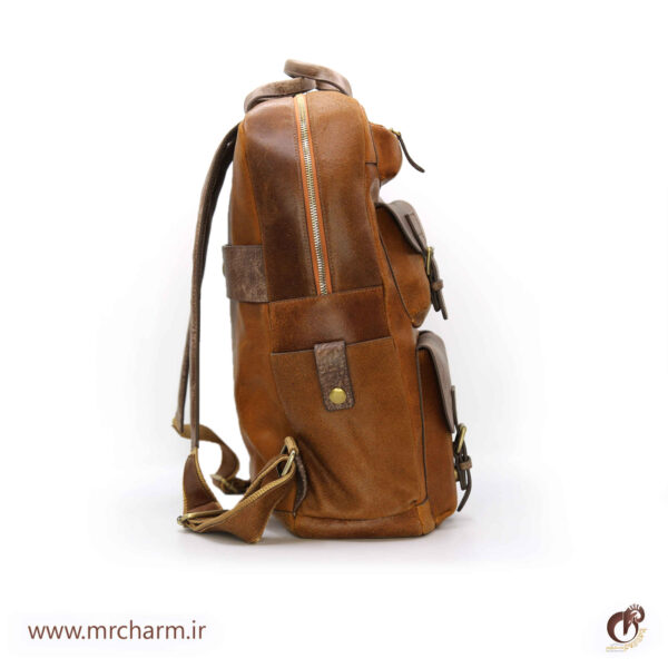 کوله پشتی هشت جیب تمام چرم mrch30045 - تصویر 11