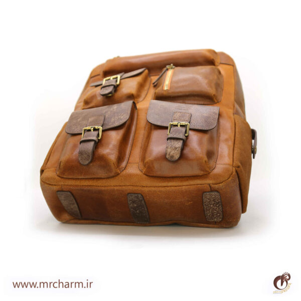 کوله پشتی هشت جیب تمام چرم mrch30045 - تصویر 13
