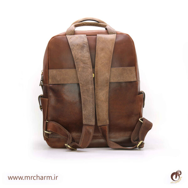 کوله پشتی هشت جیب تمام چرم mrch30045 - تصویر 2