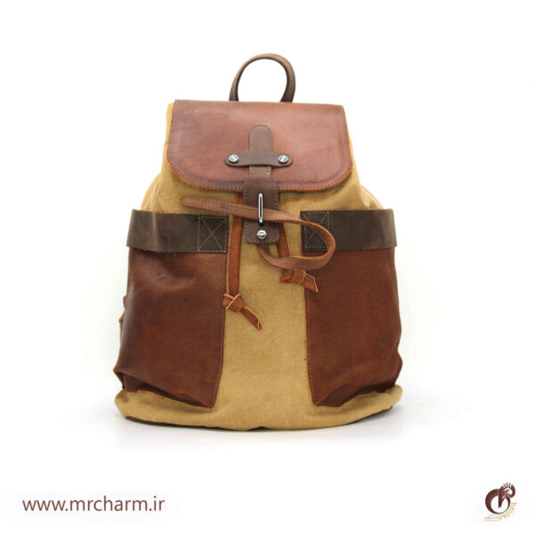 کوله پشتی چرم و برزنتmrch300050 - تصویر 1