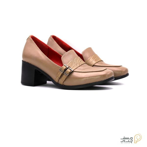 کفش پاشنه دار مجلسی چرم زنانه mrc2118-07 - تصویر 5
